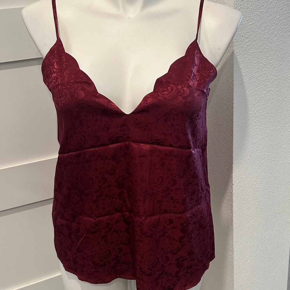 Socialite Burgundy Satin Print Camisole